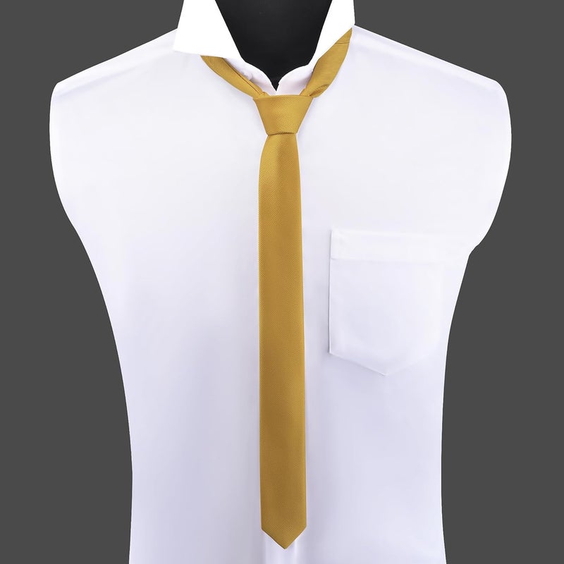 Branduce Men's Skinny Ties Solid Color Formal Neckties 1.58" (4CM) Slim Ties For Men - Image 2